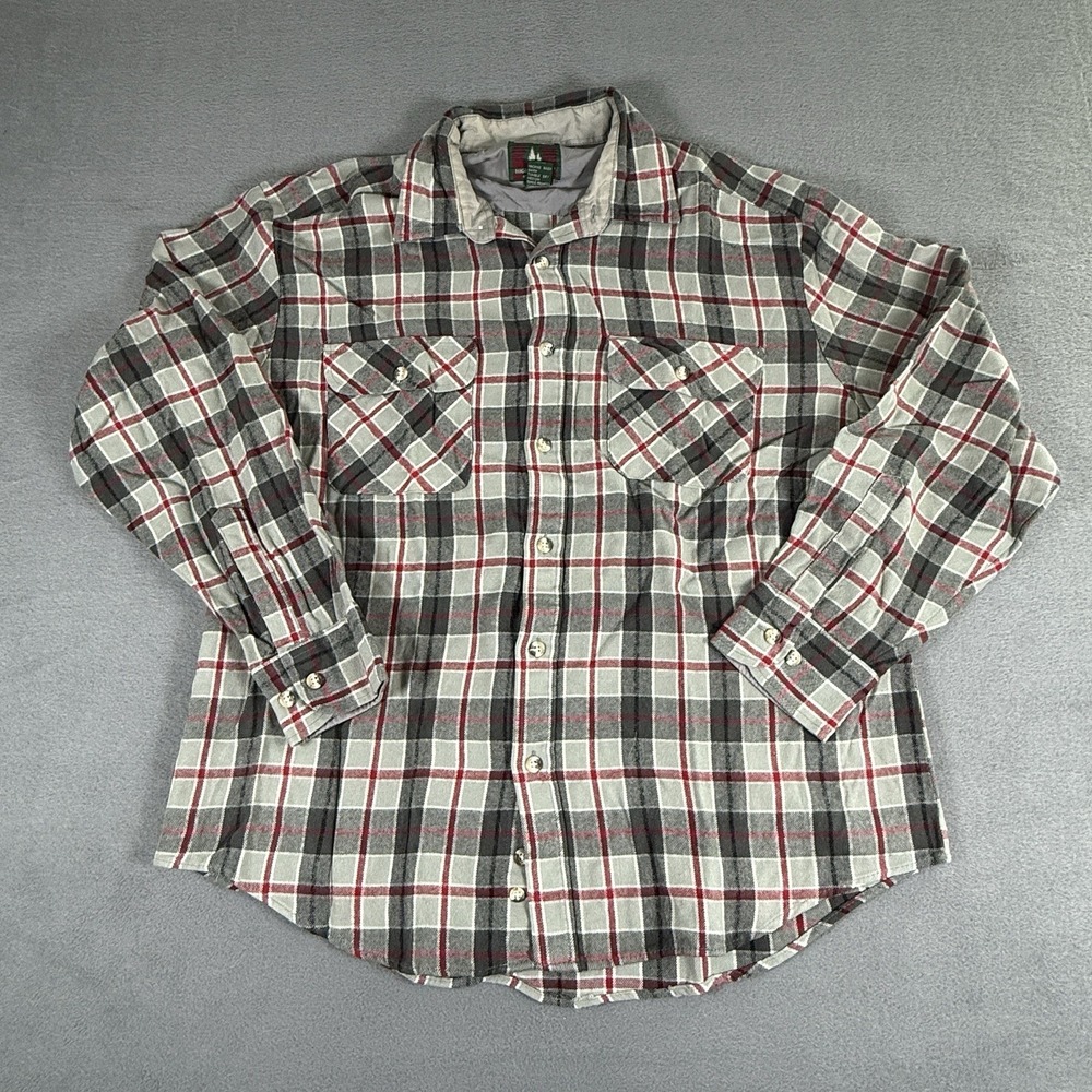 VTG High Sierra Red Gray Plaid Flannel Shirt Large Kurt Cobain Grunge Style